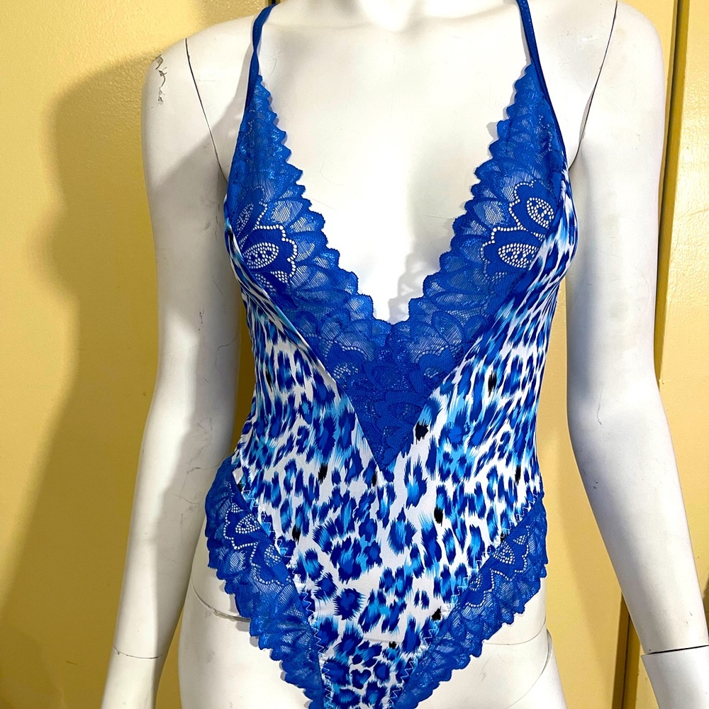 Blue leopard bodysuit